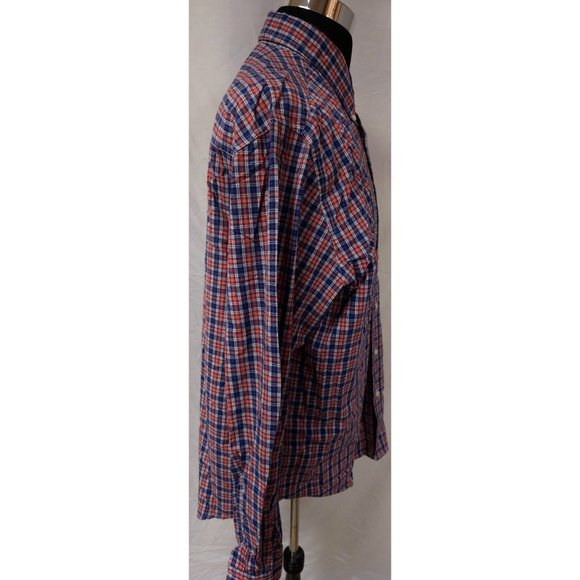 Chaps Easy Care EST 1978 Mens XXL Red Blue Plaid Long Sleeve Button Up Shirt - Picture 7 of 12